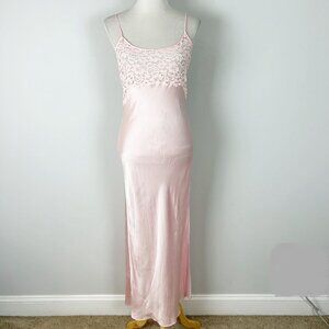 Y2K Victoria’s Secret Long Pink Silk Slip Dress Gown Vintage Size Small Women's
